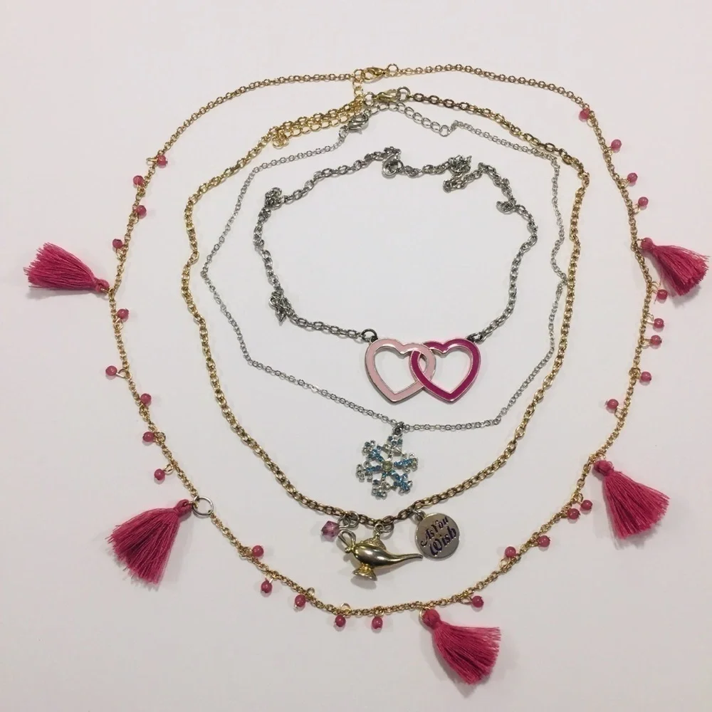 Bundle girls 4-pcs Gold-tone Silver-tone necklaces